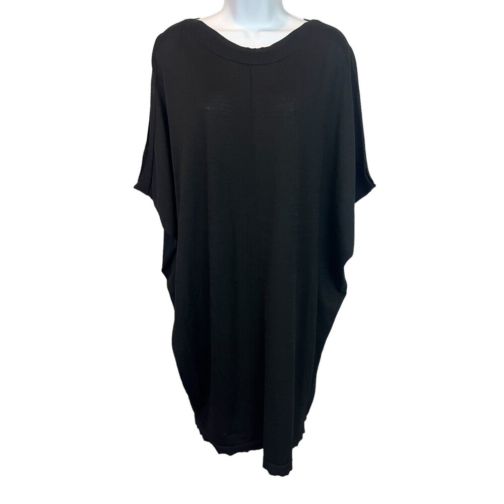 Oliver Bonas Batwing Sleeve Boat Neck Knit Shift Dress Size S Black Swim Cover
